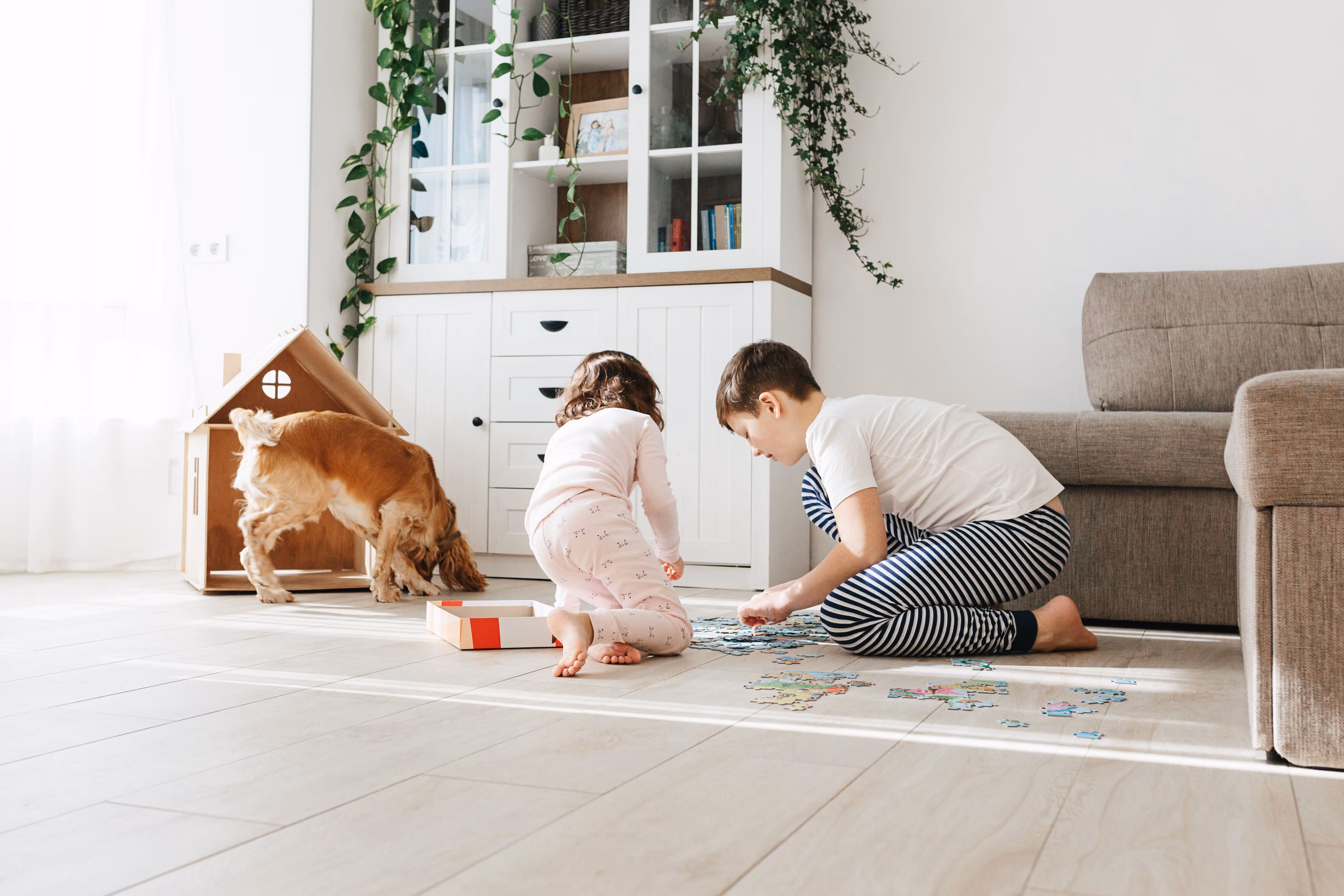 Luxury vinyl plank flooring in a family home