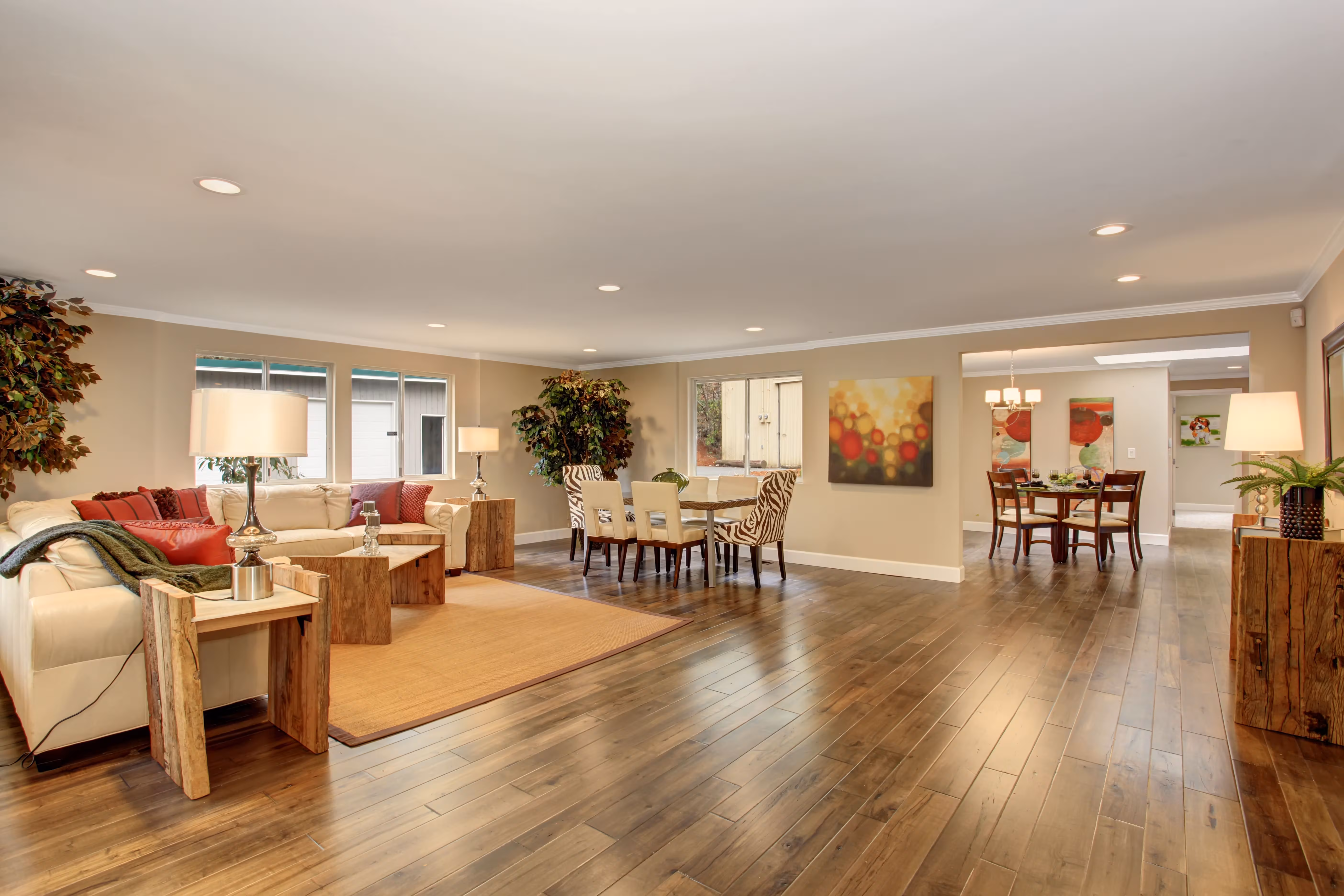 Hardwood flooring in a living room